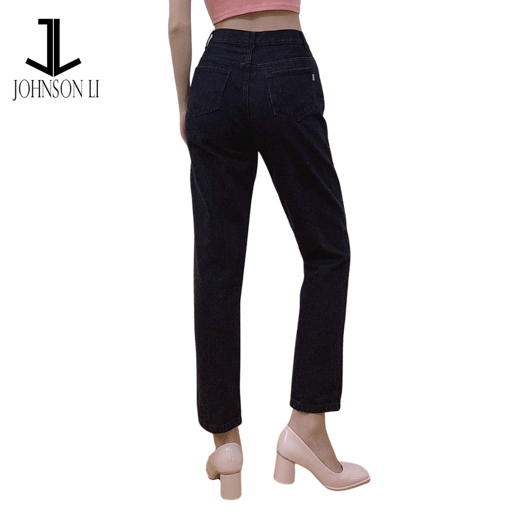 Quần baggy jean nữ lưng cao, 5 nút màu đen LB210 JL JohnsonLi