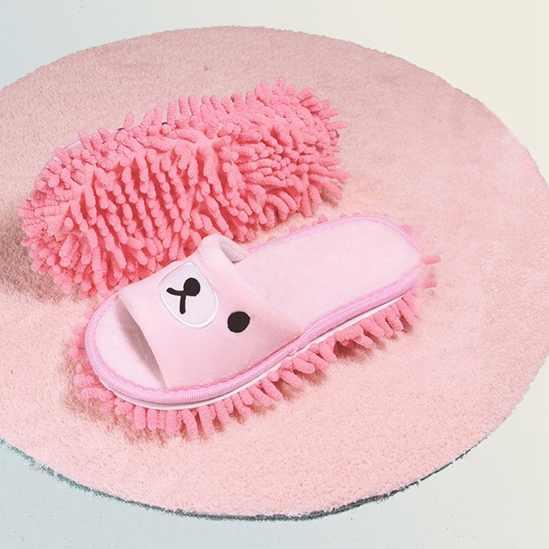 Dép Bông Lau Nhà Sợi Micro Hình Gấu Hoạt Hình Có Thể Tháo Rời