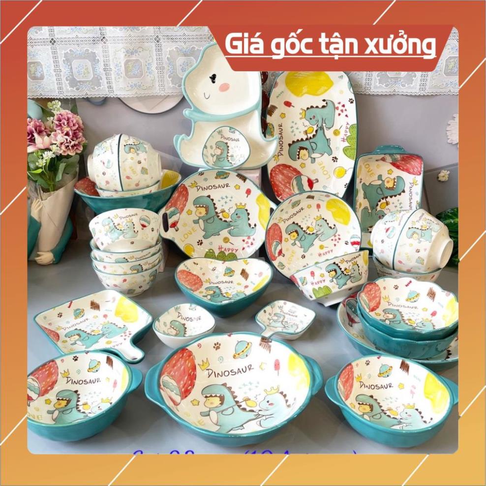 Giá Siêu Rẻ  Bát đĩa gốm sứ decor trang trí đồ ăn cho bé siêu đẹp Tổng hợp sét bát đĩa khủng long