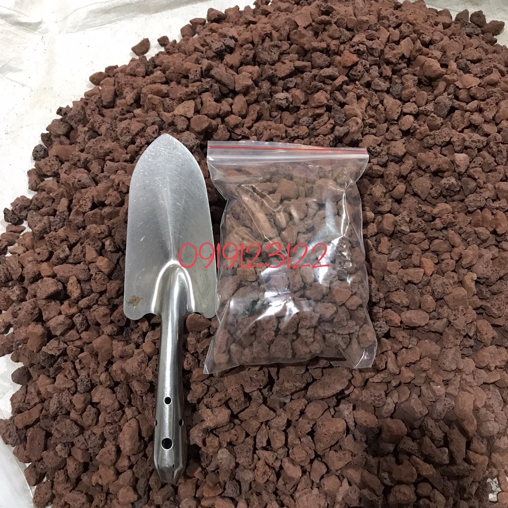 Đá nham thạch đỏ - đá nham thạch Trung Quốc túi 1kg Size1-2cm, 3-5cm Đá lọc nước hồ thủy sinh