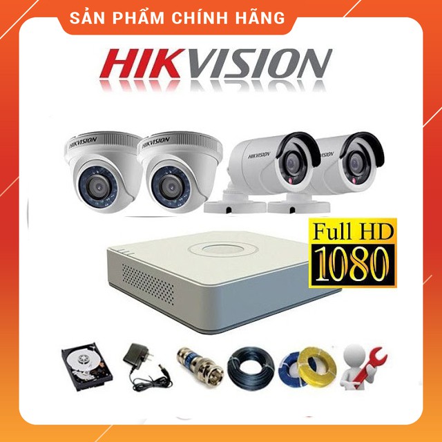 Trọn Bộ 4 Camera Quan Sát Hikvision 2.0 megapixel Full HD 1080P | BigBuy360 - bigbuy360.vn