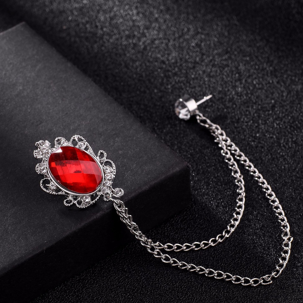Ghim cài áo Vest Nam, Lapel pin thời trang hình elip đính hạt đá lớn GH-449