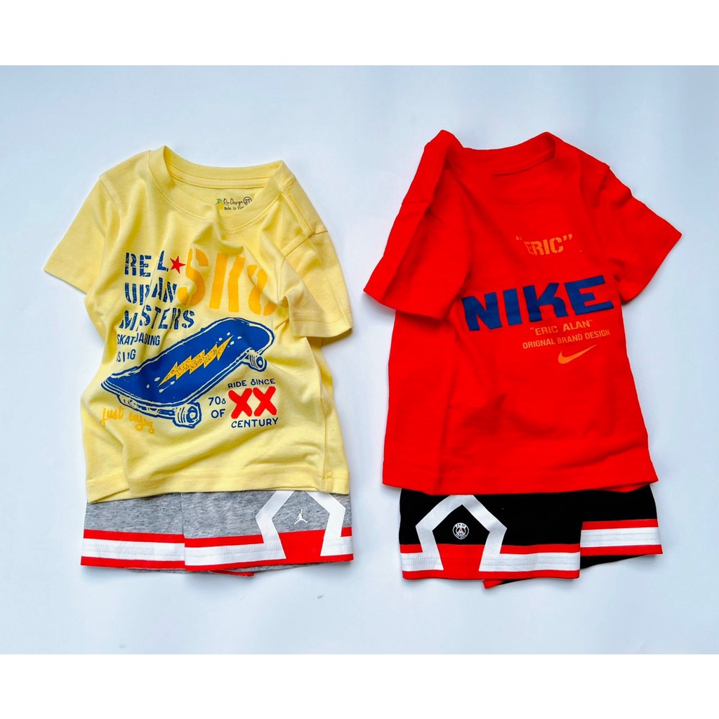 Set bộ bé trai 9-25kg thun cotton cao cấp Bộ quần áo bé trai in chữ thể thao 1 2 3 4 5 6 tuổi - STRC STRD