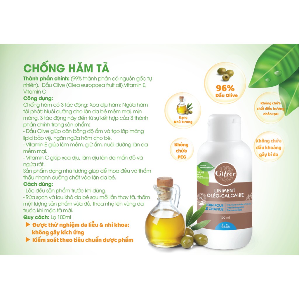 Kem Bôi Chống Hăm Tã Gifrer Pháp Cho Bé Từ Sơ Sinh.Chai 100ml