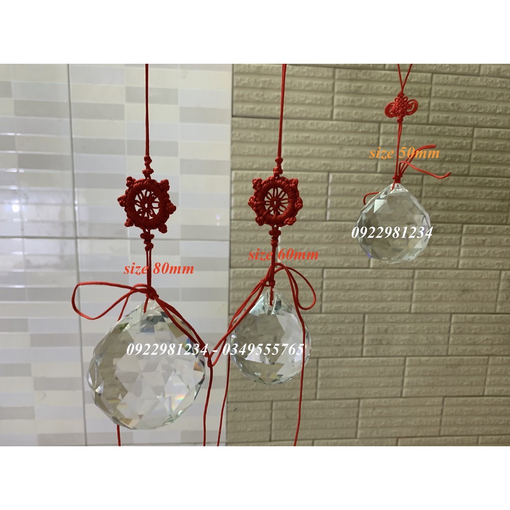 Quả Cầu Treo Thuỷ Tinh Phong Thuỷ Vát Cạnh Size 4cm, 5cm, 6cm, 8cm