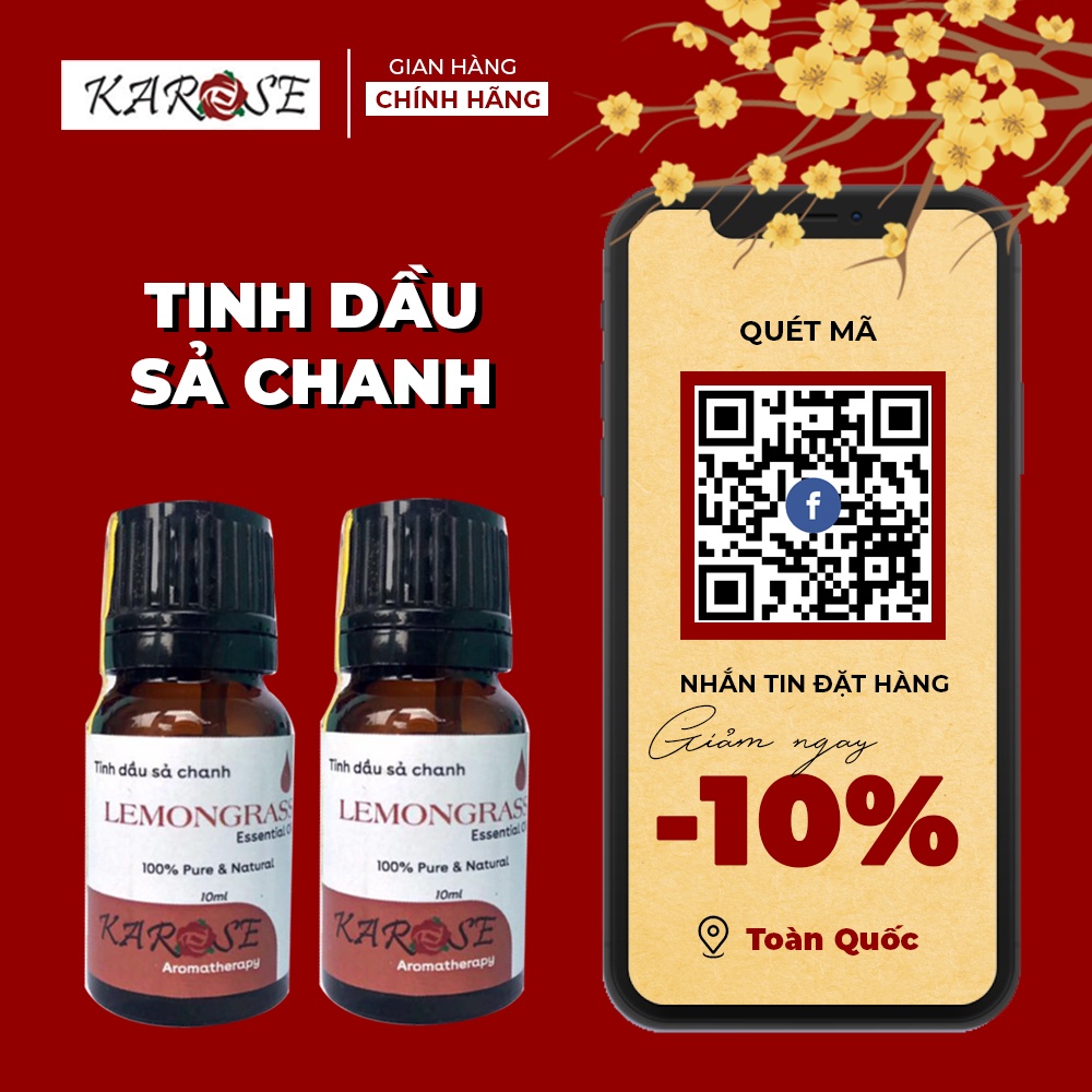 Tinh dầu SẢ CHANH cao cấp giải tỏa căng thẳng, thơm phòng (DATE MỚI NHẤT, 10ml)