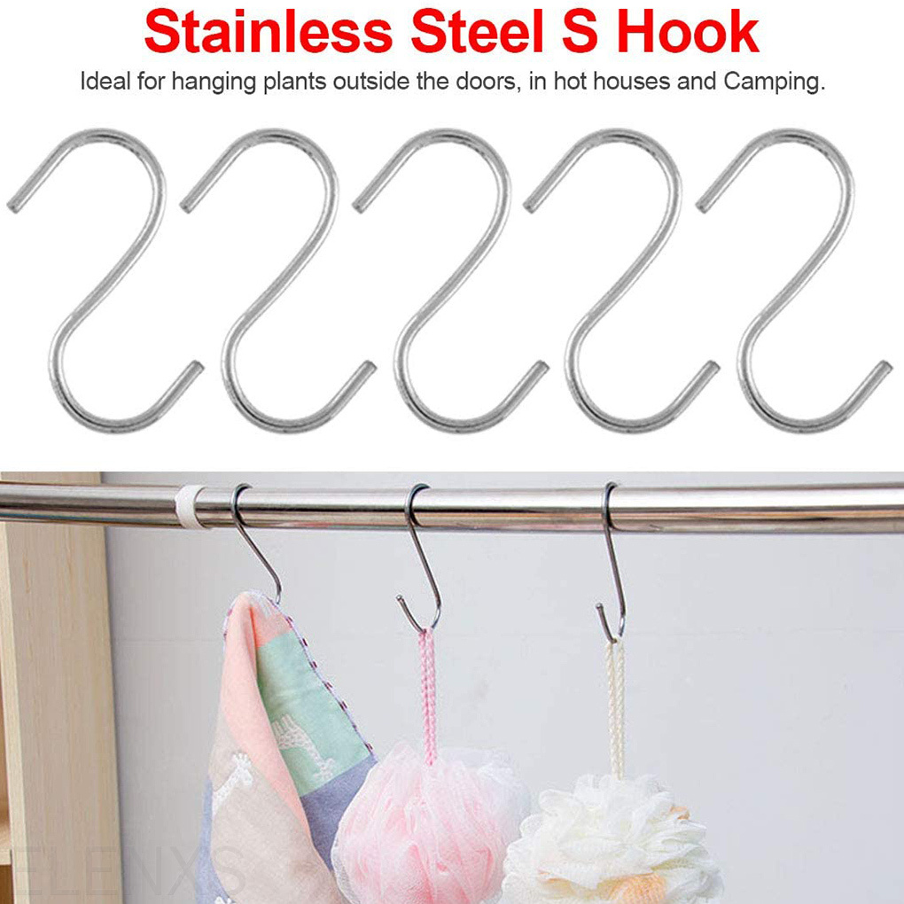 Set 10 móc treo hình chữ s bằng thép không gỉ tiện dụng cho nhà bếp