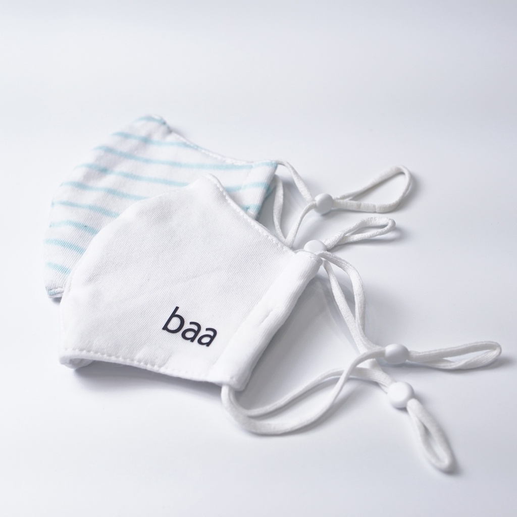 Combo 2 Khẩu trang vải trắng BAA BABY cotton kháng khuẩn cho em bé - UN-KT02X