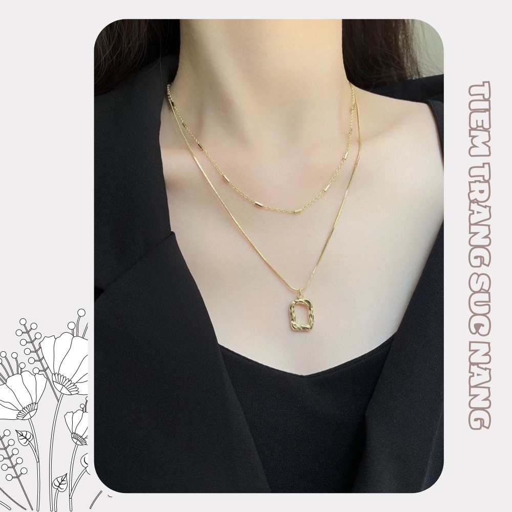 Dây chuyền vòng cổ gold layer 2 lớp thiết kế hiện đại sang chảnh cho nữ