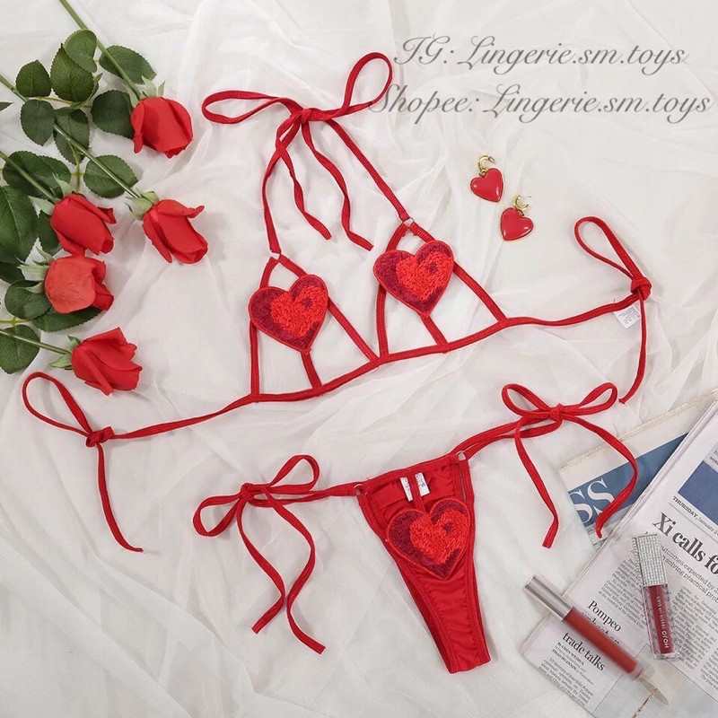 2 Mảnh Dây Trái Tim Siêu Sexy | Valentine Set | Nội Y Cao Cấp Sexy | BigBuy360 - bigbuy360.vn