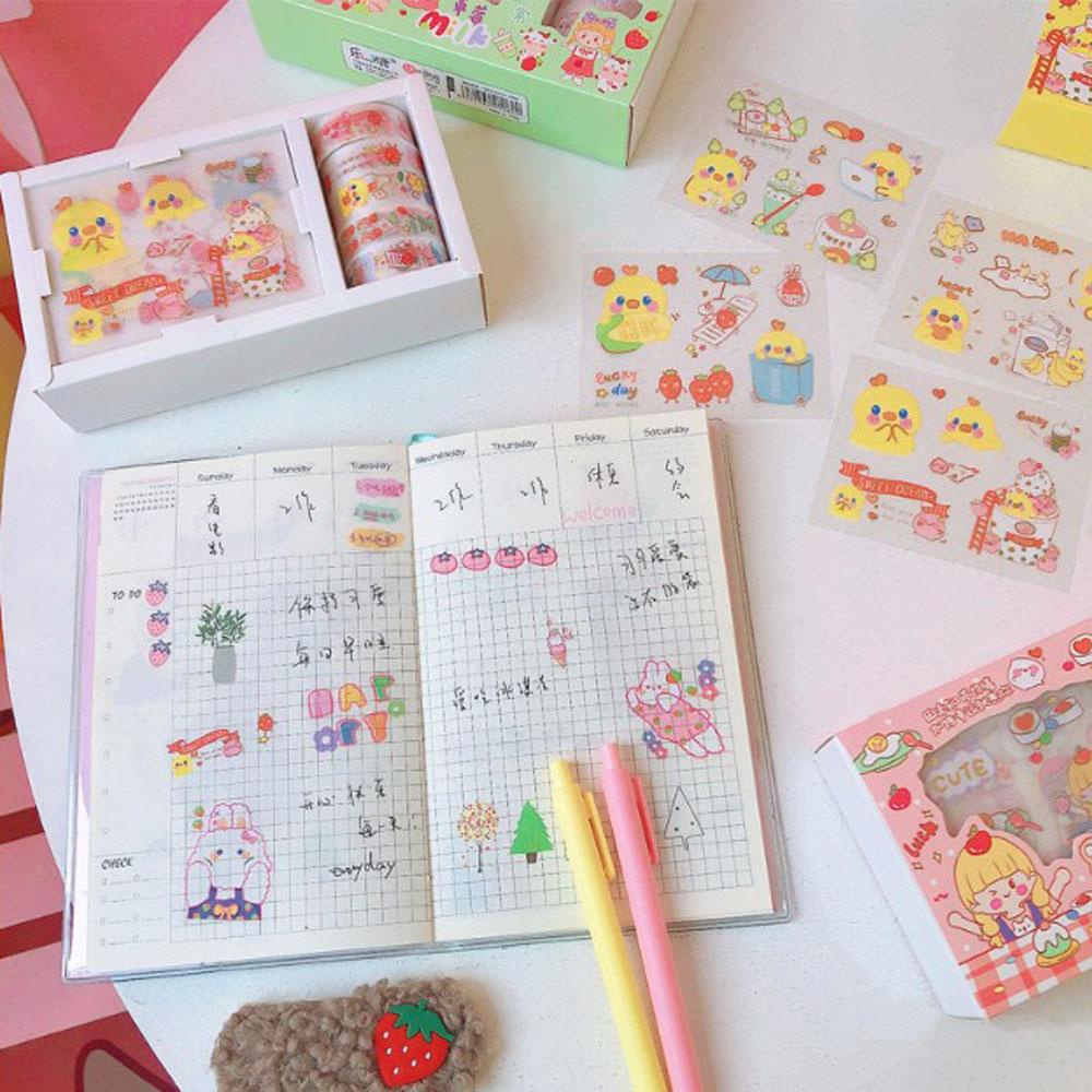 Bộ Miếng Dán Trang Trí Sổ Tay Hình Động Vật Hoạt Hình Dễ Thương DIY