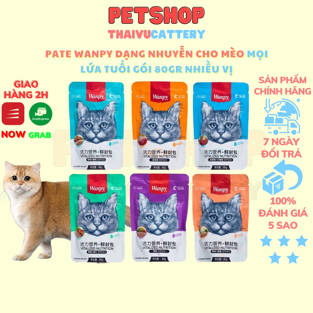 Pate cho mèo Wanpy gói 80g mix tổng hợp 7 vị