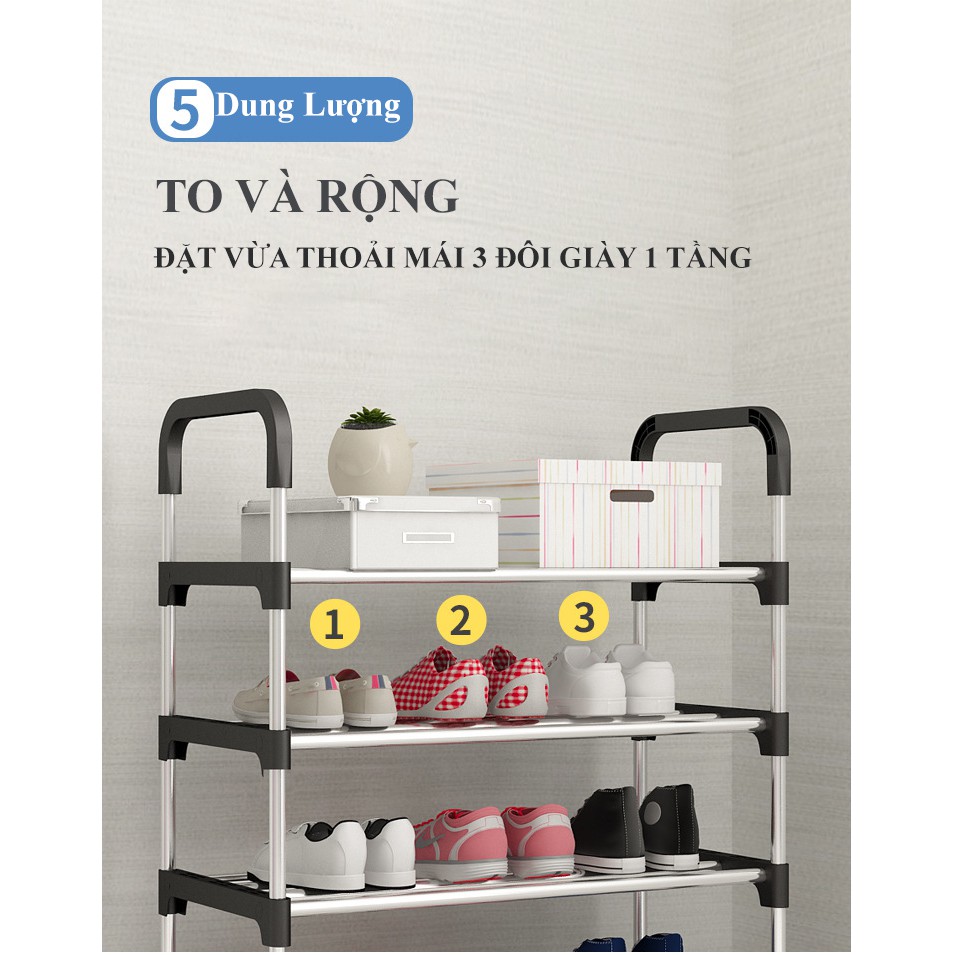 [Hàng Chất] Kệ Để Giày Dép Inox 5 Tầng Hàn Quốc Cao Cấp - Kệ Để Giầy Dép Cao Cấp Đa Năng