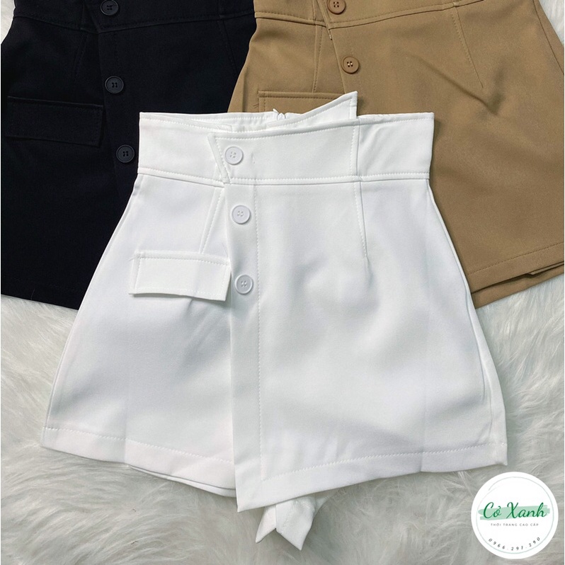 Quần giả chân váy thời trang thiết kế vạt chéo lệch phối cúc cao cấp phong cách ulzzang Cỏ Xanh Store QV1 | BigBuy360 - bigbuy360.vn