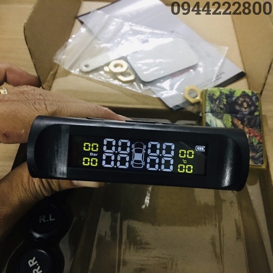 Cảm Biến Áp Suất Van Lốp Ngoài Ô Tô – Pin Sạc Năng Lượng Mặt Trời – Màn Hình LCD