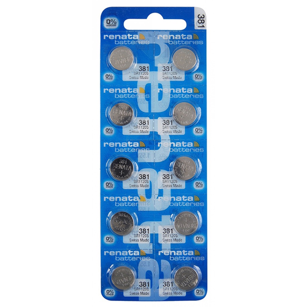 Pin đồng hồ Thụy Sỹ RENATA 381 / SR1120SW oxit bạc Made in Swiss (Dạng Vỉ 10 Viên)