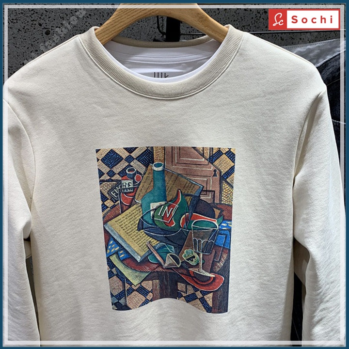 Áo sweater nam tay dài, áo thu đông Hàn Quốc phong cách nam tính in Tranh Vẽ mã SW661
