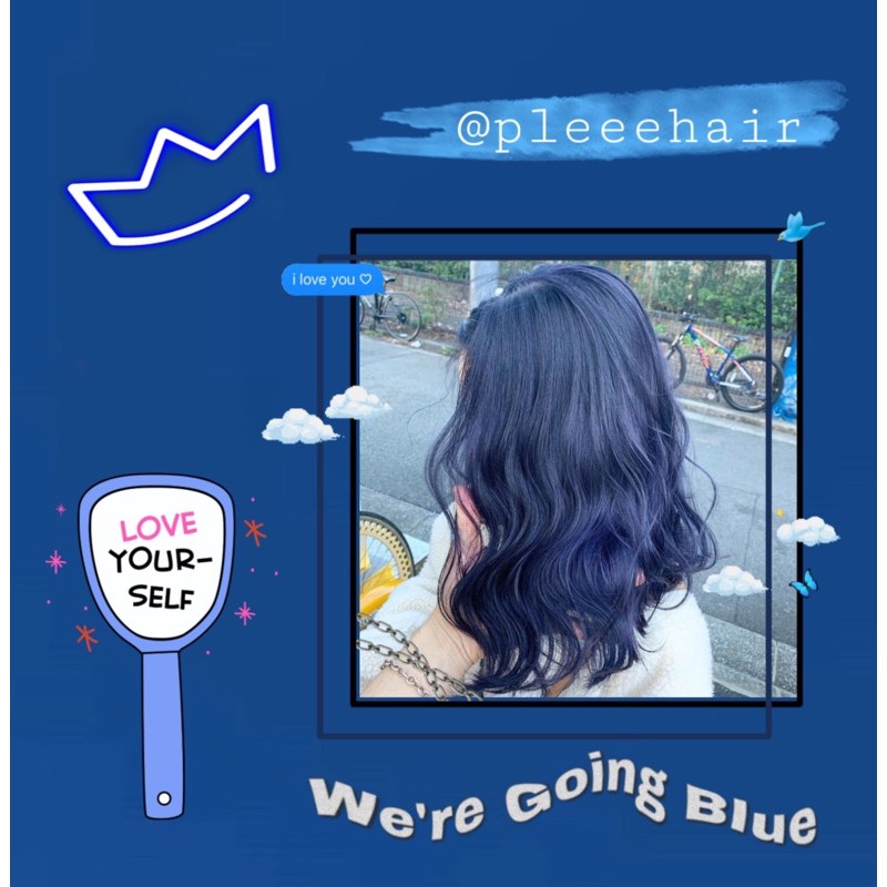 THUỐC NHUỘM TÓC MÀU XANH DƯƠNG (BLUE) +kèm oxy trợ dưỡng và găng tay