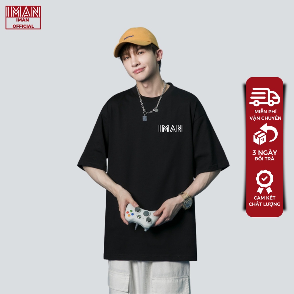 Áo thun unisex nam nữ IMAN form rộng, áo phông tay lỡ form rộng chất cotton mát mịn thấm hút mồ hôi