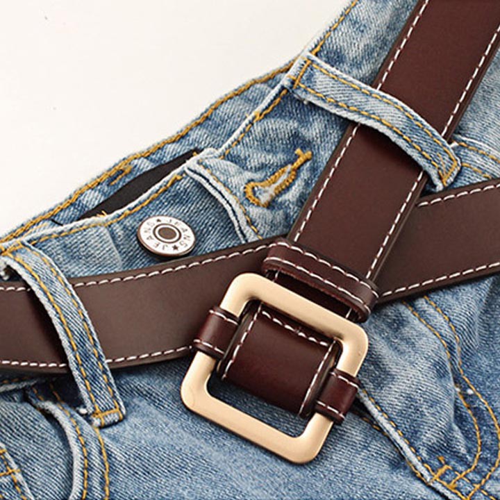 [ Hình thật - Video - Miễn ship] Thắt lưng nữ khóa vuông đơn giản cá tính | BigBuy360 - bigbuy360.vn