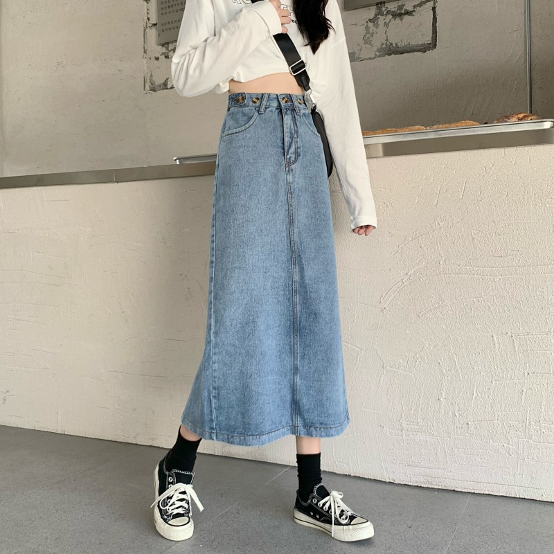 Chân Váy Denim Dáng Chữ A Lưng Cao Thời Trang Cho Nữ | BigBuy360 - bigbuy360.vn