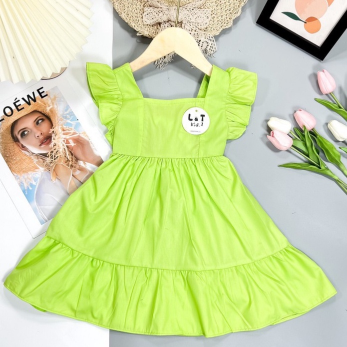 VAY59 - Váy bé gái, Váy thô cánh tiên màu xanh cho bé gái từ 8 - 18kg