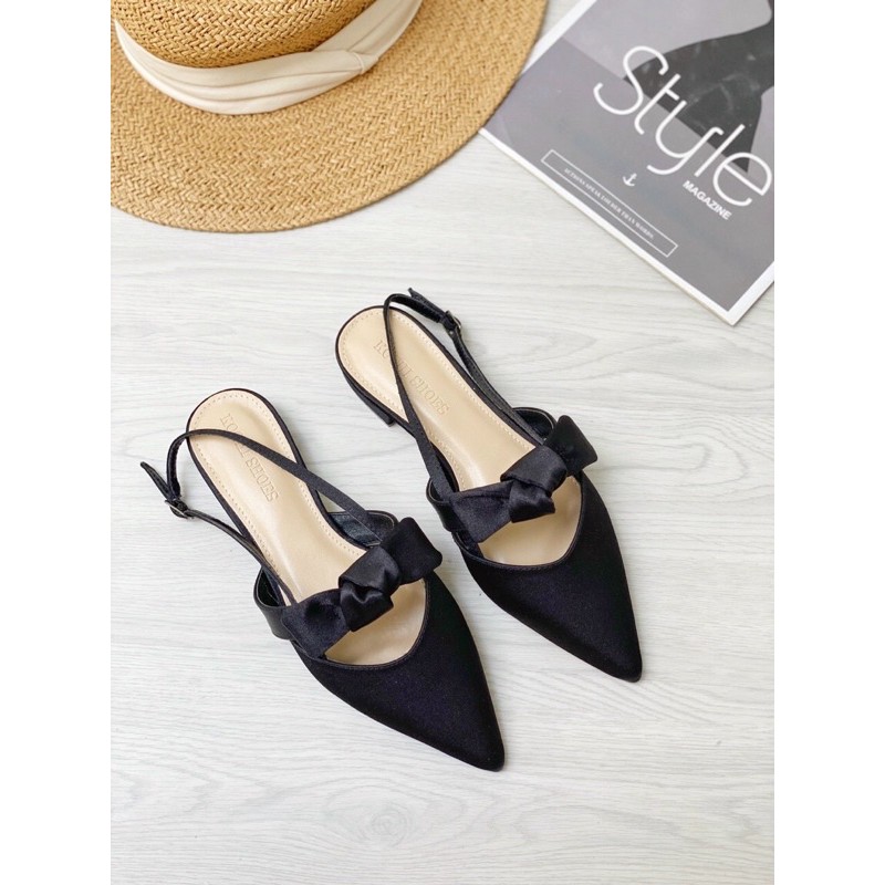 Giày búp bê đen min đế 2cm quai ngang khuyết gót xinh xắn lên chân cực cưng tiện lợi đi học, đi chơi, sử dụng hàng ngày