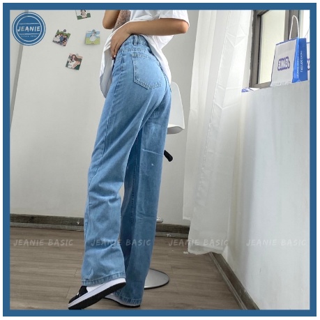 Quần Jeans BAGGY Unisex Quần Bò Nữ Ống Rộng Quần Jean Ống Xuông Lưng Cao 3 Màu - CHUẨN HÀN KR STYLE Free Ship