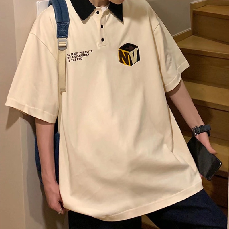Áo Thun polo Có Cổ Thêu Chữ size M-3XL Thời Trang Cho Nam