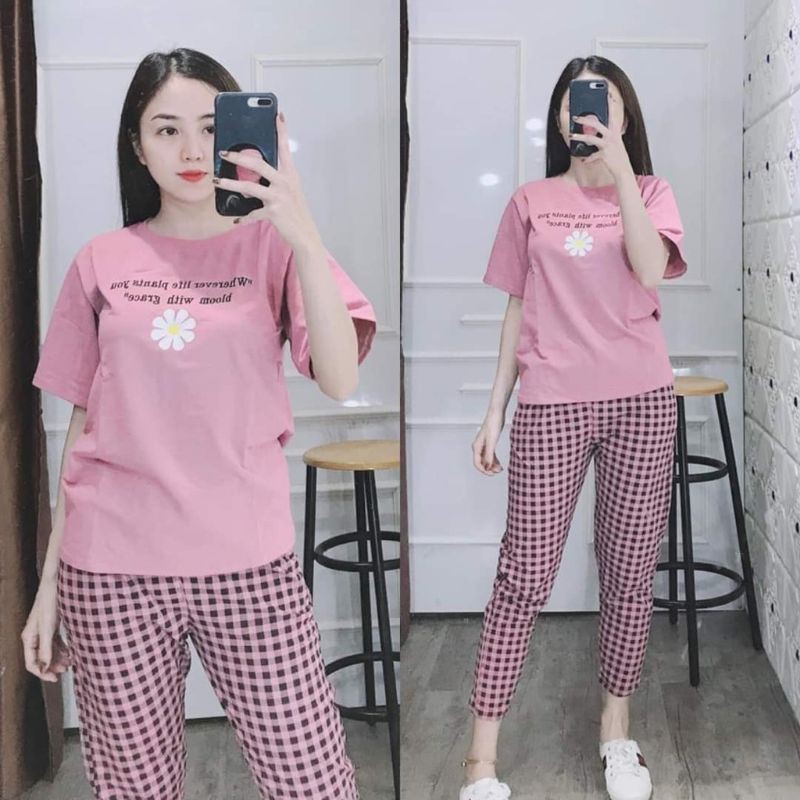 (Khai trương bán giá vốn) Đồ bộ mặc nhà thun cotton, đồ bộ nữ đẹp chất liệu thun cotton co giãn 4 chiều