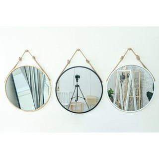 Gương tròn treo tường dây thừng - circle mirror - nội thất chang nam