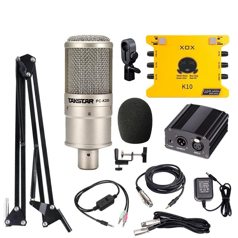 [Tặng full kiện + nguồn 48v] Combo livestream thu âm karaoke cao cấp micro k200 sound card XOX K10 Jubilee bảo hành 12t