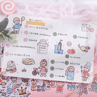 Set sticker trang trí cô gái nhiều màu dễ thương
