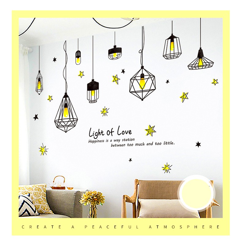 Giấy Dán Tường Phòng Khách - Đèn Chùm Light Of Love - Decal Dán Tường Hàn Quốc  Có Keo Sẵn Mã DT039- Tranh Dán Tường 3D