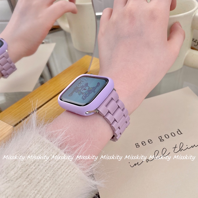 Dây Đeo Nhựa Acrylic Màu Kem Cho Đồng Hồ Thông Minh Apple Watch 41mm 45mm 44mm 40mm 7 6 5 4 3 2 1 42mm 38mm