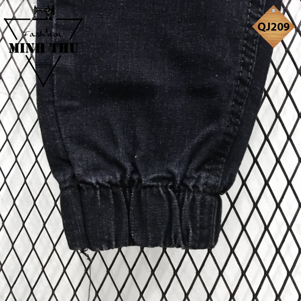 Quần jean nam màu đen wash rách gối ống túm j209 - Hàng nhập khẩu