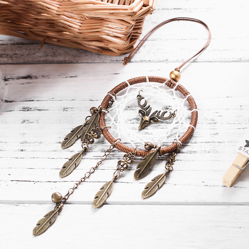 Dreamcatcher Đính Lông Vũ Treo Tường Trang Trí Phòng Ngủ Xe Hơi Tặng Kèm Móc Dán