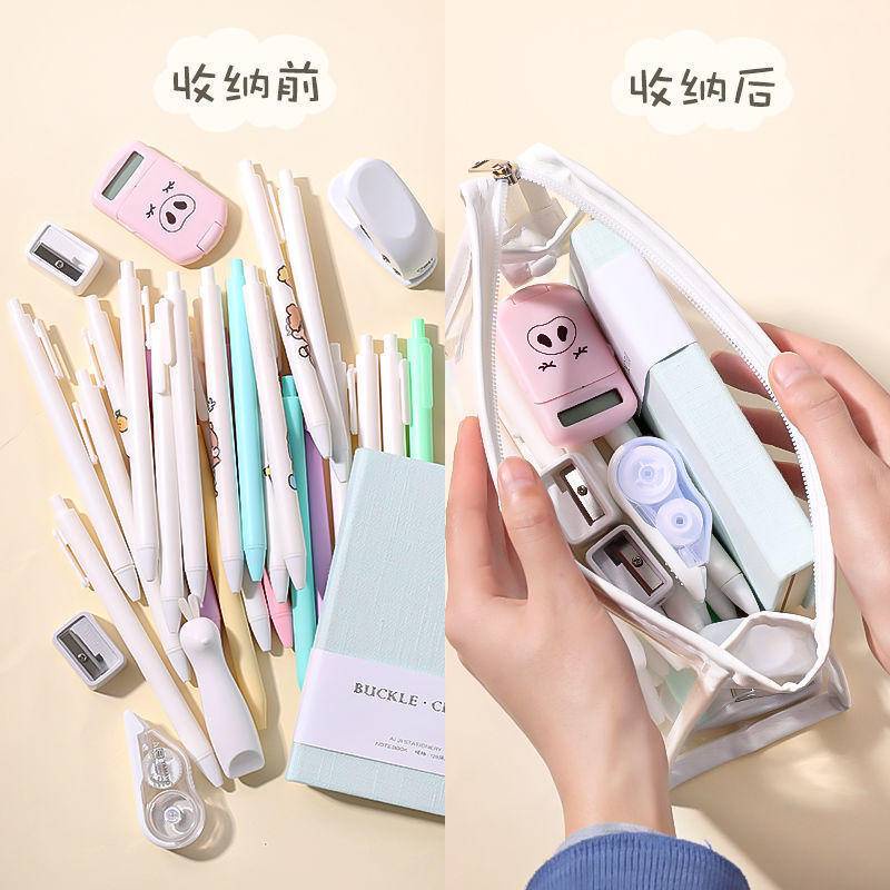 ⭐ iLado ⭐  Túi đựng bút trong suốt cute túi nilong/PVC hoàn toàn minh bạch túi zip nhỏ hộp vải đựng đồ Hộp đựng hộp bút hologram bút cute bọc zip tiểu an văn phòng phẩm Đa Dụng túi đựng đồ dùng cá nhân hình
