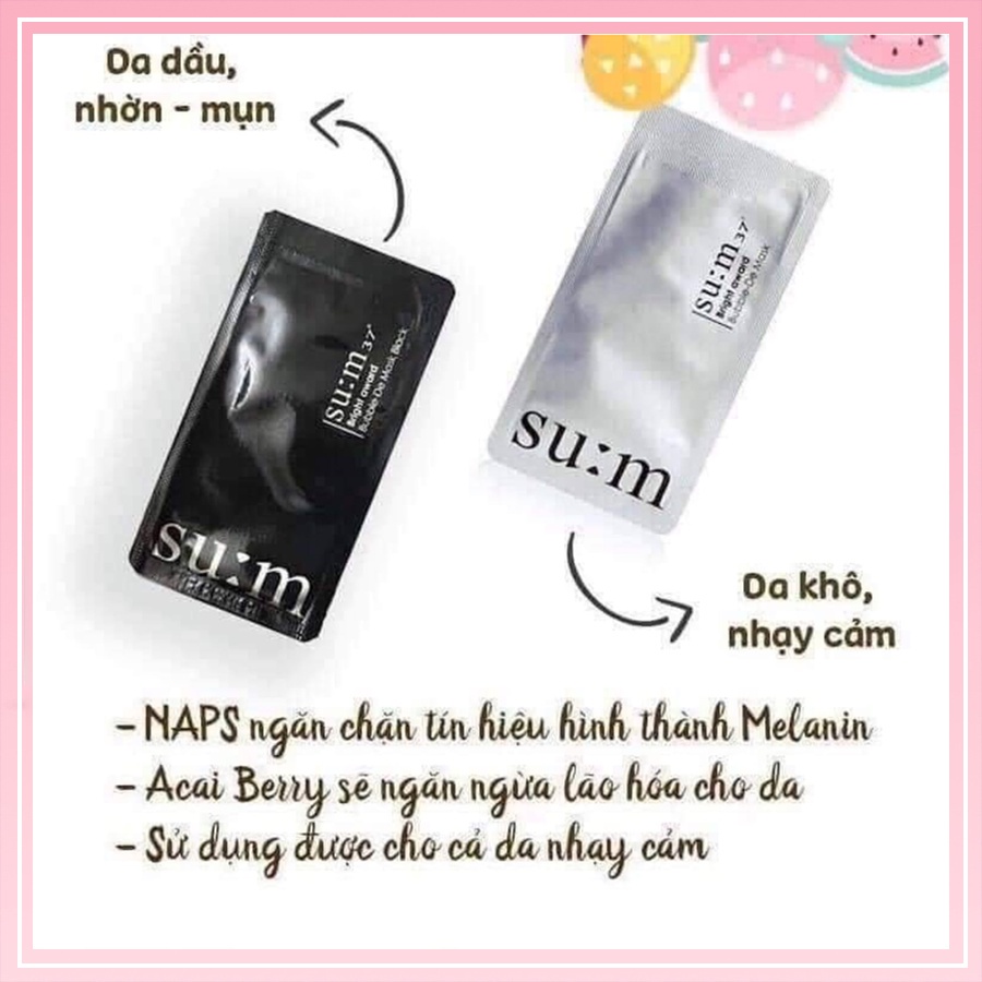 Mặt Nạ Thải Độc Sum 37 Bright Award Bubble De Mask 2ml Hai Màu Đen - Trắng Hàn Quốc