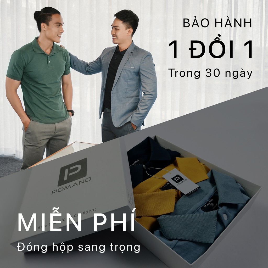 Áo thun POLO nam cổ bẻ vải cá sấu Cotton xuất xịn, thiết kế phong cách sang trọng lịch lãm Cốm POMANO