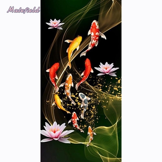 Bộ Tranh Đính Đá 45x85cm Hình Cá Koi Và Cá Koi