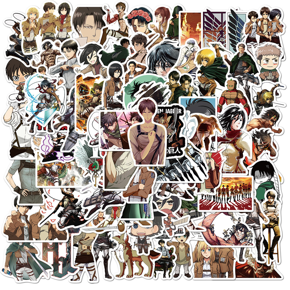 Sticker Bộ 100 Miếng Dán Trang Trí Chống Thấm Nước Hình Nhân Vật Trong Attack On Titan