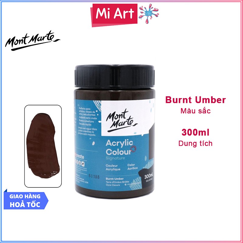 Màu Acrylic Mont Marte 300ml - Burnt Umber - Acrylic Colour Paint Signature 300ml (10.1oz) - MSCH3027