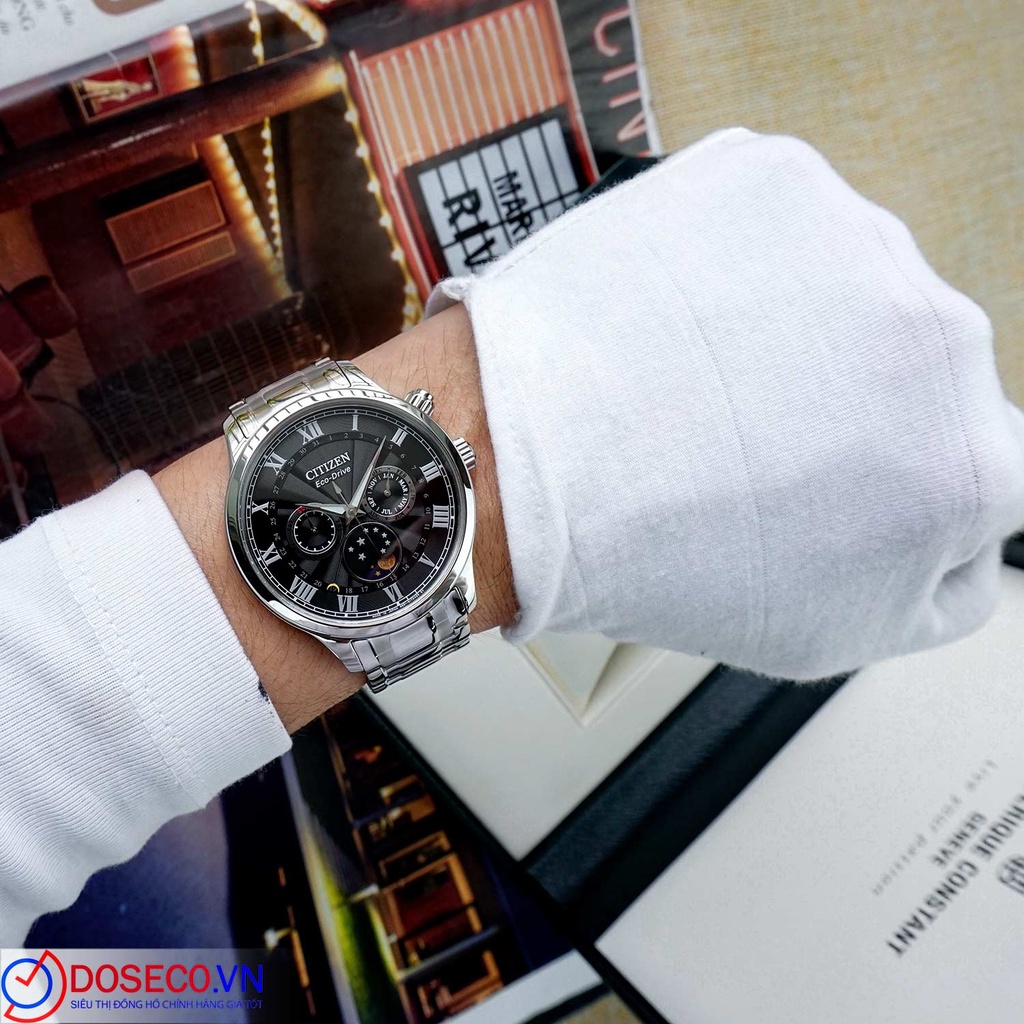 Đồng Hồ Nam Chính Hãng Citizen ECO-DRIVE MOONPHASE AP1050-81E Dây Kim Loại Cao Cấp Thép Không Gỉ,Chống Nước Tốt CTZ32