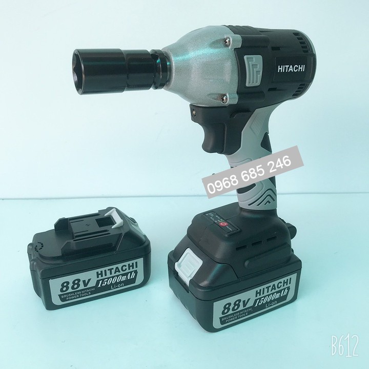 Máy vặn ốc bulong Hitachi 88V - 2 TRONG 1 - 2 Pin - TẶNG 6 KHẨU DÀI + ĐẦU KHOAN SẮT _ Nhật Việt official