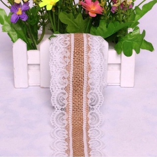 Dây Ruy Băng Vải Bố Phối Ren Dài 2M Trang Trí Tiệc Cưới