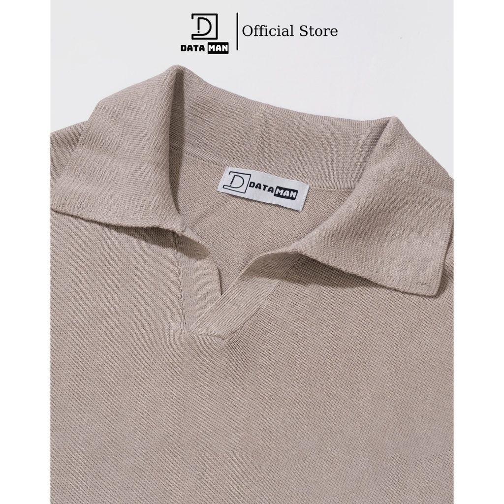 Áo Polo nam dài tay DATAMAN dệt kim, phong cách Hàn Quốc vải cotton chải kĩ mềm mịn, không bai xù, bo tay bo gấu | BigBuy360 - bigbuy360.vn