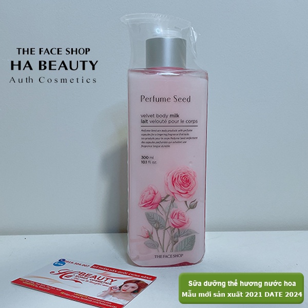 Sữa dưỡng thể dưỡng ẩm tốt trắng da thơm lâu hương nước hoa hồng The Face Shop Perfume Seed Velvet Body Milk 300ml