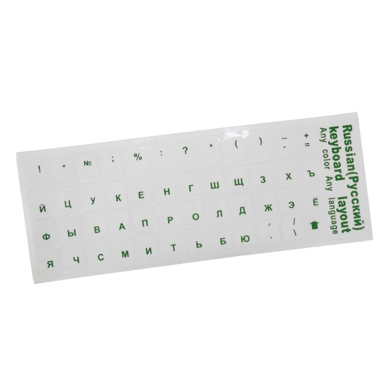 Bộ 2 Miếng Dán Chữ Cái Nga Màu Đen / Xanh Dương / Xanh Lá / Đỏ / Vàng Trong Suốt Dùng Trang Trí Bàn Phím