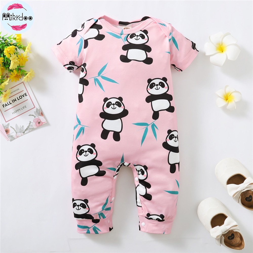 Áo liền quần MIKRDOO tay ngắn in hoạt hình động vật dễ thương cho bé sơ sinh